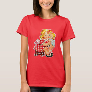 Kleines Mädchen Retro Vintage-Puppe Kind T-Shirt