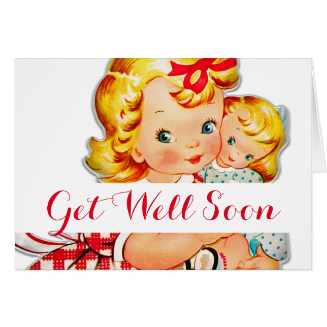 Kleines Mädchen Retro Vintage Puppenkind (Vorderseite (Horizontal))