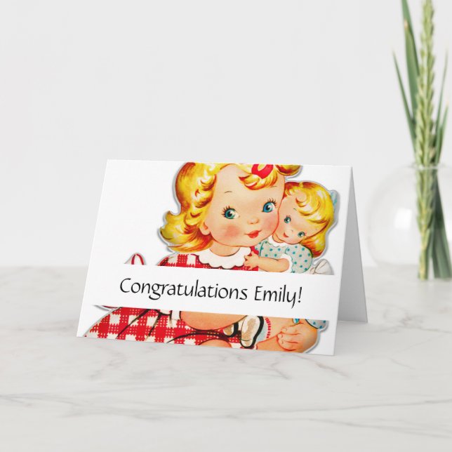 Kleines Mädchen Retro Vintage Puppenkind Karte (Vorderseite)