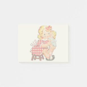 Kleines Mädchen Retro Vintage Puppenkind Post-it Klebezettel