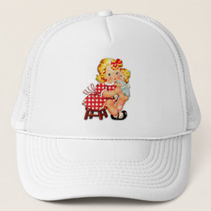 Kleines Mädchen Retro Vintage Puppenkind Truckerkappe