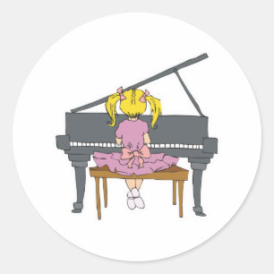 kleines Mädchen spielt Klavier Runder Aufkleber