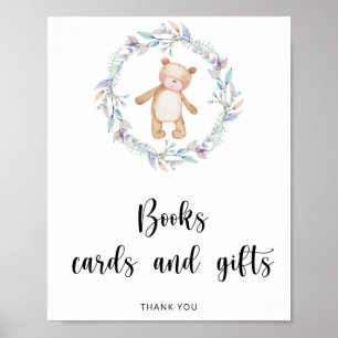 Kleines Mädchen trägt Bücherkarten und Geschenke Poster