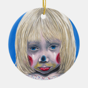 Kleines Mädchen-trauriger Clown Keramikornament