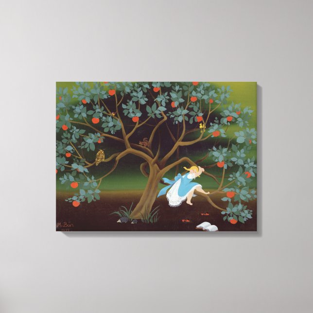 Kleines Mädchen über den Baum der Träume Leinwanddruck (Vorderseite)