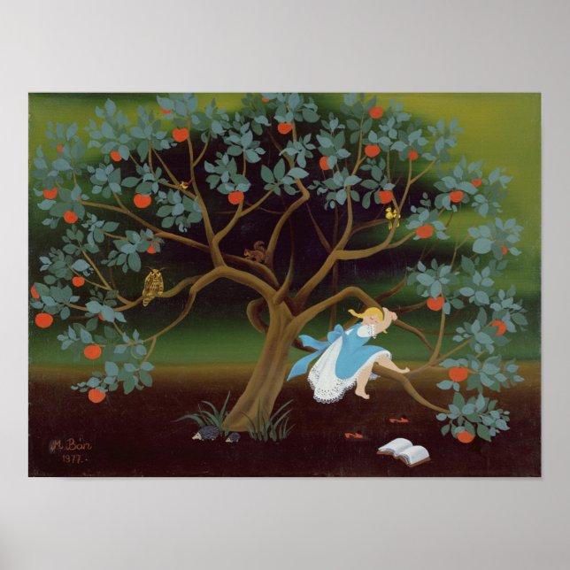 Kleines Mädchen über den Baum der Träume Poster (Vorne)