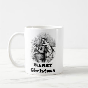 Kleines Mädchen umarmt Weihnachtskunst des Weihnac Kaffeetasse