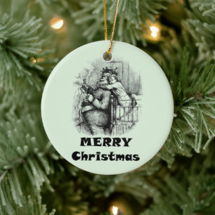 Kleines Mädchen umarmt Weihnachtskunst des Weihnac Keramik Ornament