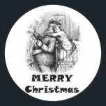 Kleines Mädchen umarmt Weihnachtskunst des Weihnac Runder Aufkleber<br><div class="desc">Kleines Mädchen umarmt Weihnachtsmann Weihnachtskunst Klassische Rundkleber</div>