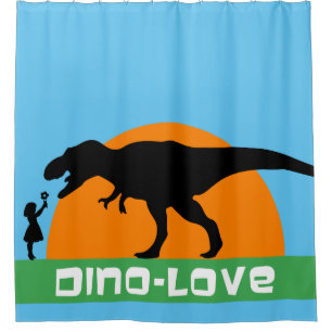 Kleines Mädchen und Dinosaurier Duschvorhang