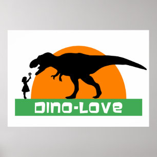 Kleines Mädchen und Dinosaurier Poster