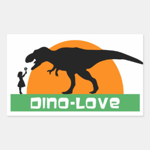 Kleines Mädchen und Dinosaurier Rechteckiger Aufkleber