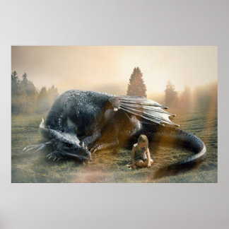 Kleines Mädchen und ihr Drache Poster