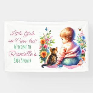 Kleines Mädchen und Kitten   Wasserfarben-Babydusc Banner