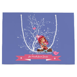 Kleines Mädchen und Kitty | Weihnachten im Individ Große Geschenktüte