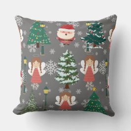 Kleines Mädchen und Weihnachtsmann l Rote Weihnach Kissen