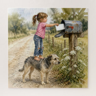 Kleines Mädchen verschickt eine Karte Puzzle