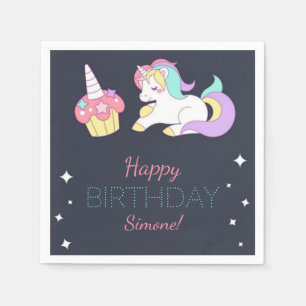 Kleines Mädchen's Unicorn Geburtstagsparty Napkin Serviette