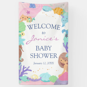 Kleines Mermaid Baby Dusche Begrüßungszeichen Banner