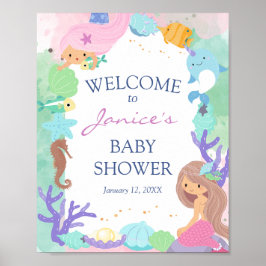 Kleines Mermaid Baby Dusche Begrüßungszeichen Poster