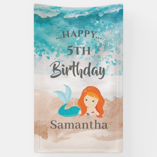 Kleines MERMAID PARTY Niedliches Thema Banner (Vertikal)