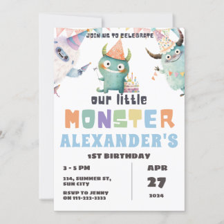 Kleines Monster 1. 2. 3. 4. 5. Geburtstag Einladung