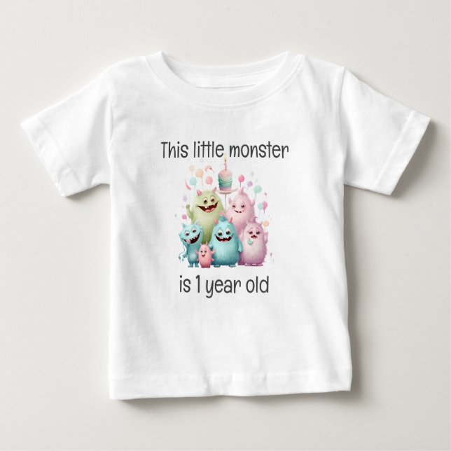 Kleines Monster 1. Geburtstag Baby T-shirt (Vorderseite)