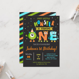 Kleines Monster 1. Geburtstag Party Einladungen Ju