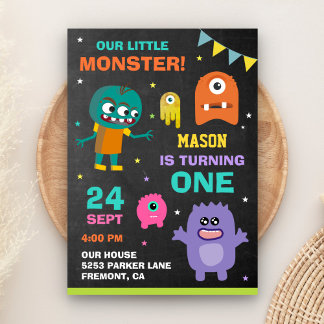 Kleines Monster 1. Geburtstagsparty Einladung