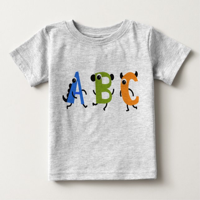 Kleines Monster Alphabet ABC Baby T-shirt (Vorderseite)