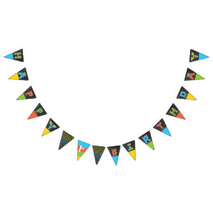 Kleines Monster Chalkboard Happy Birthday Wimpelkette