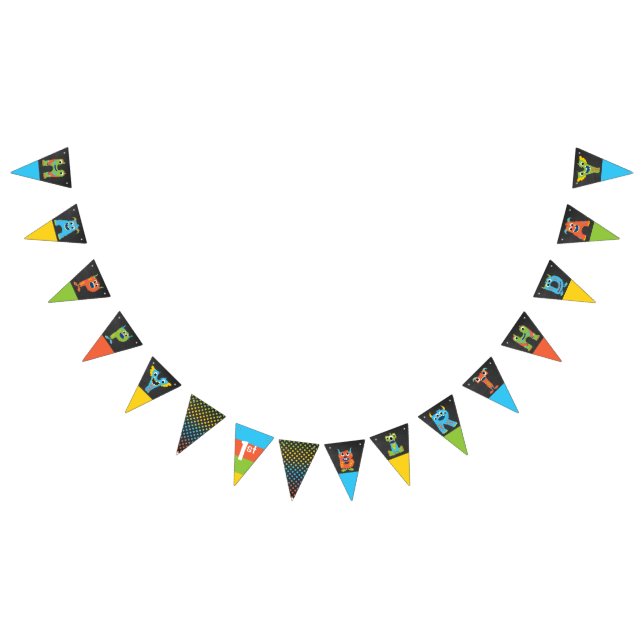 Kleines Monster Chalkboard Happy Birthday Wimpelkette (Alle)