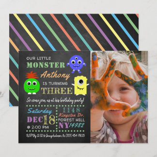 Kleines Monster-Chalkboard jedes Alters Geburtstag Einladung