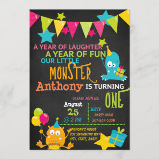Kleines Monster, das einen Geburtstag einlädt Einladung