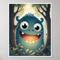 Kleines Monster, das Wald-Mauer-Kunst kichert