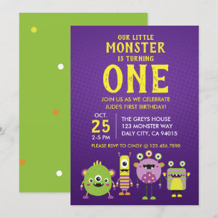 Kleines Monster Einladung zum ersten Geburtstag