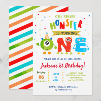 Kleines Monster Einladungen zum ersten Geburtstag