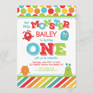 Kleines Monster erster Geburtstag Einladung
