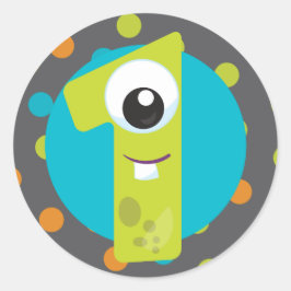 Kleines Monster erster Geburtstag Eins Aufkleber