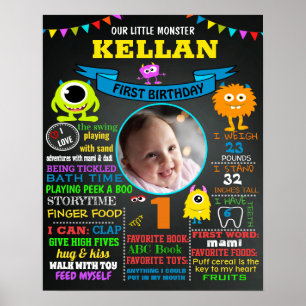 Kleines Monster Erster Geburtstag-Tafel Poster