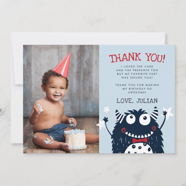 Kleines Monster | Flat Dankeschön Fotokarte Dankeskarte (Vorderseite)