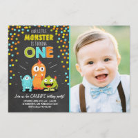 Kleines Monster Geburtstagsparty Einladung Chalk
