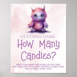 Kleines Monster Girl Baby Shower Guessing Game Sig Poster