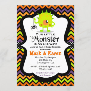 Kleines Monster Halloween Kinderdusche Einladung