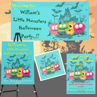 Kleines Monster-Halloween-Party Runder Aufkleber