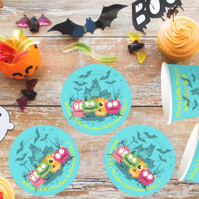 Kleines Monster-Halloween-Party Runder Pappuntersetzer (Little Monsters Halloween Party Round Paper Coaster)