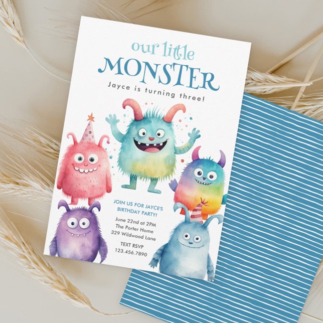 Kleines Monster-Kindergeburtstag-Party Einladung (Cute little monster kids birthday party invitations.)