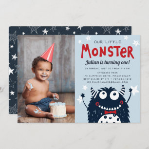 Kleines Monster Kindergeburtstag Party Foto Einladung