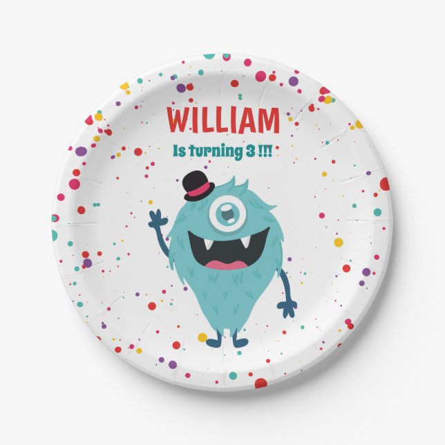 Kleines Monster Niedliche Monster Pappteller (Vorderseite)