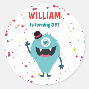 Kleines Monster Niedliche Monster Runder Aufkleber